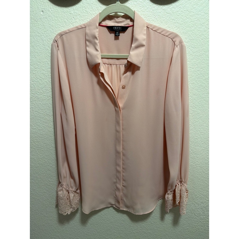 IMNYC ISAAC MIZRAHI Pink Top Blouse Button-up Size L